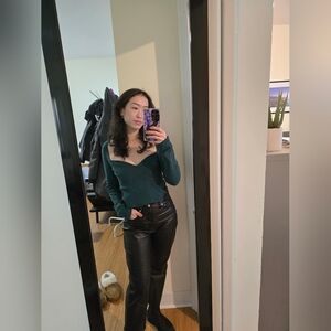 Express Modern Straight Super Hi-rise Faux Leather Pants (4)